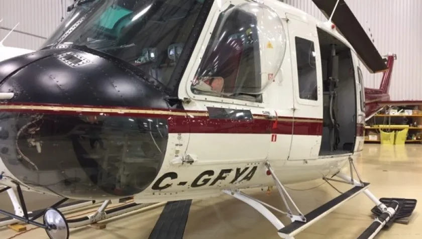 Exterior view of a 1968 Bell 205A1 30060, C-GFYA.