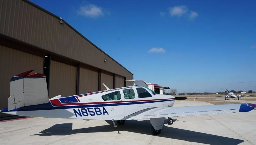 Exterior view of a 1968 Beechcraft Bonanza V35A SN D-8820, N85BA.