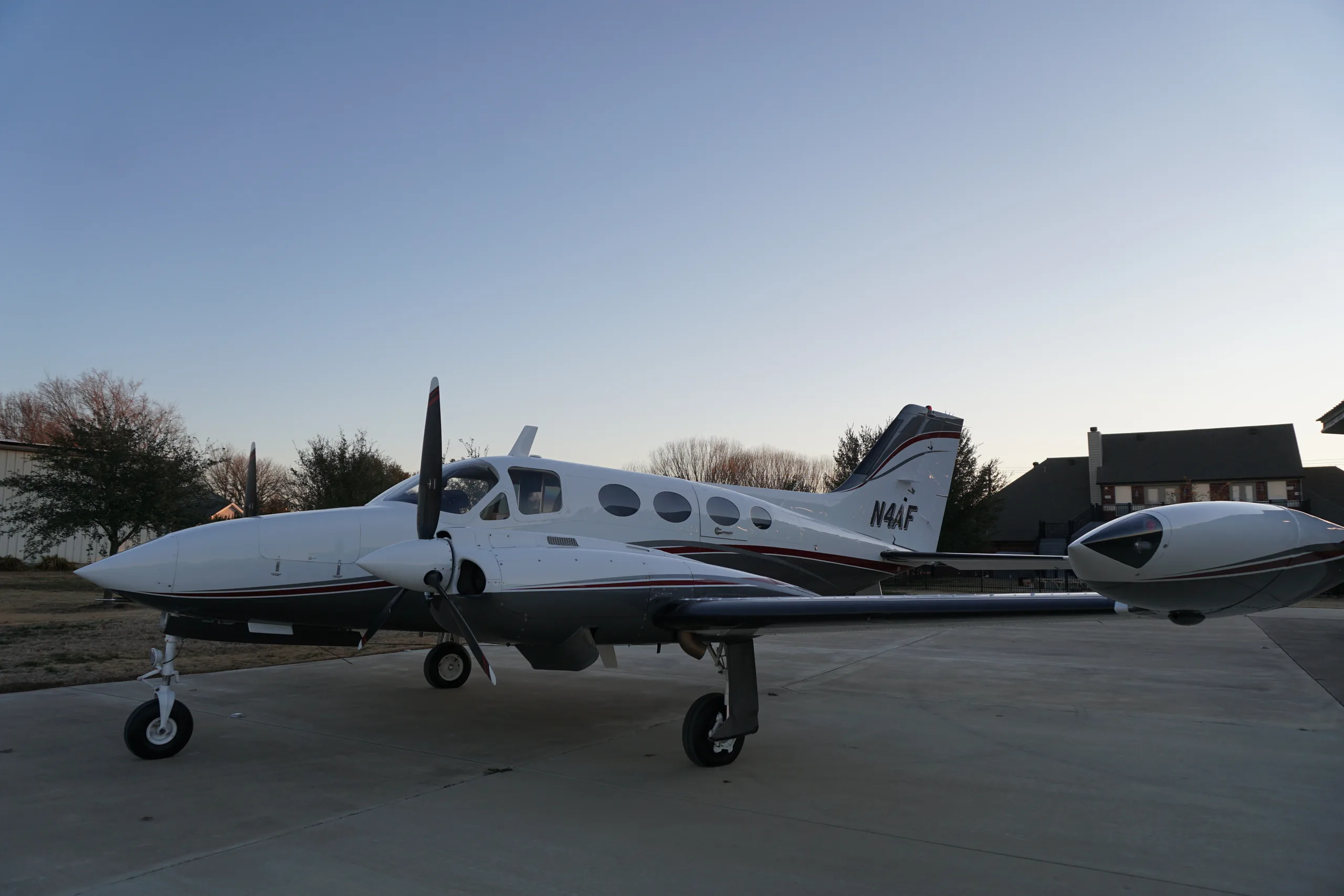 Exterior view of a 1968 Cessna 421 SN 0142, N4AF.