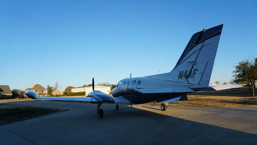 Exterior view of a 1968 Cessna 421 SN 0142, N4AF.