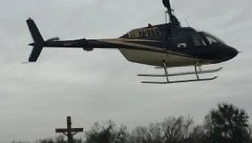 Exterior view of a 1974 Bell 206BIII 1235, N975TR.
