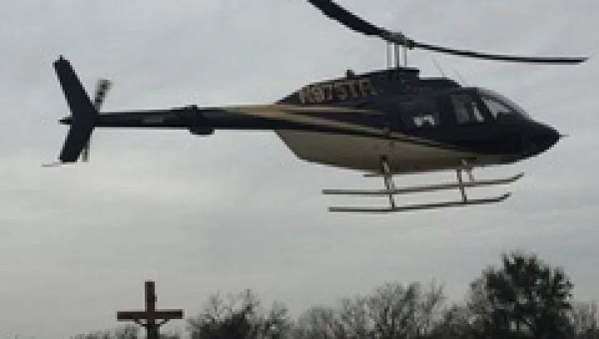 Exterior view of a 1974 Bell 206BIII 1235, N975TR.