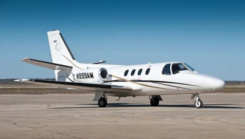 Exterior view of a 1974 Cessna Citation 500 Stallion 232, N999AM.