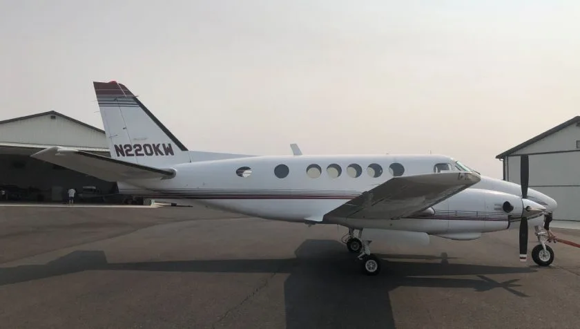 Exterior view of a 1974 Beechcraft King Air A100 B-0185, N270KW.