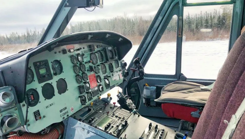 Cockpit and instrument panel of a 1975 Bell B205A1+ 30212.
