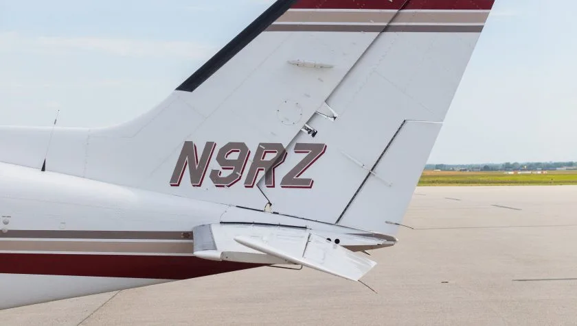 Exterior view of a 1977 Cessna 421C 421-0236, N9RZ.