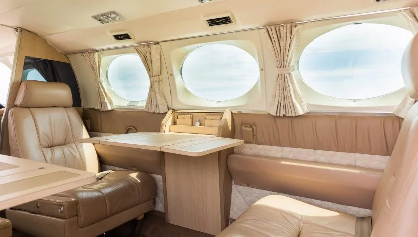 Cabin interior of a 1977 Cessna 421C 421-0236.
