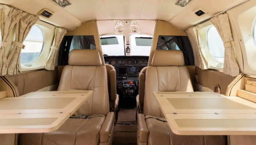 Cabin interior of a 1977 Cessna 421C 421-0236.