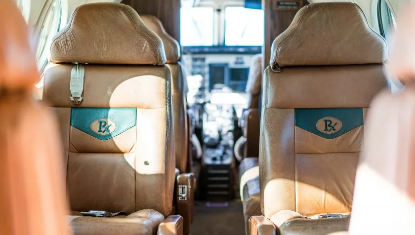 Cabin interior of a 1977 Beechcraft King Air A100 B-0236.