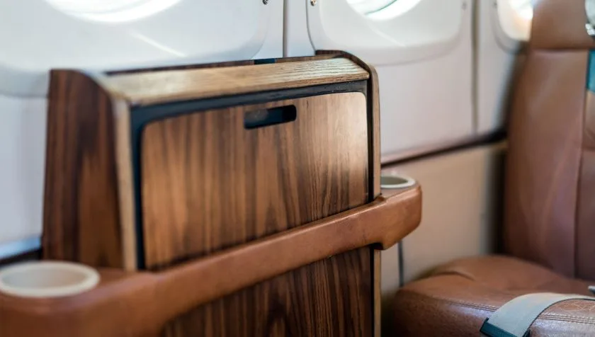 Cabin interior of a 1977 Beechcraft King Air A100 B-0236.