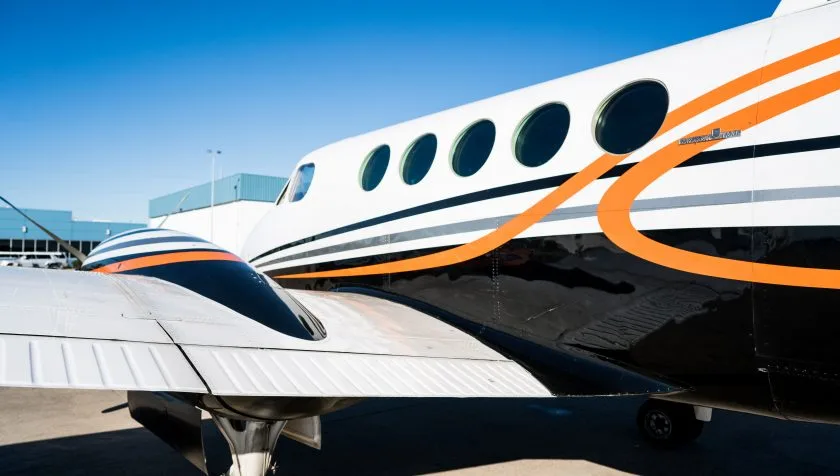 Exterior view of a 1977 Beechcraft King Air A100 B-0236, N23605.