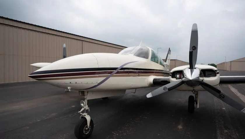 Exterior view of a 1978 Cessna 310R 1325, N6186X.