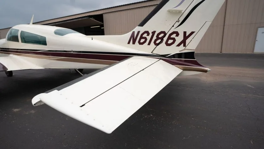 Exterior view of a 1978 Cessna 310R 1325, N6186X.