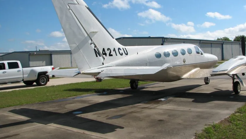 Exterior view of a 1978 Cessna 421C 421C-0515, N421CU.