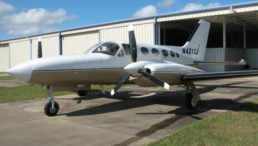 Exterior view of a 1978 Cessna 421C 421C-0515, N421CU.