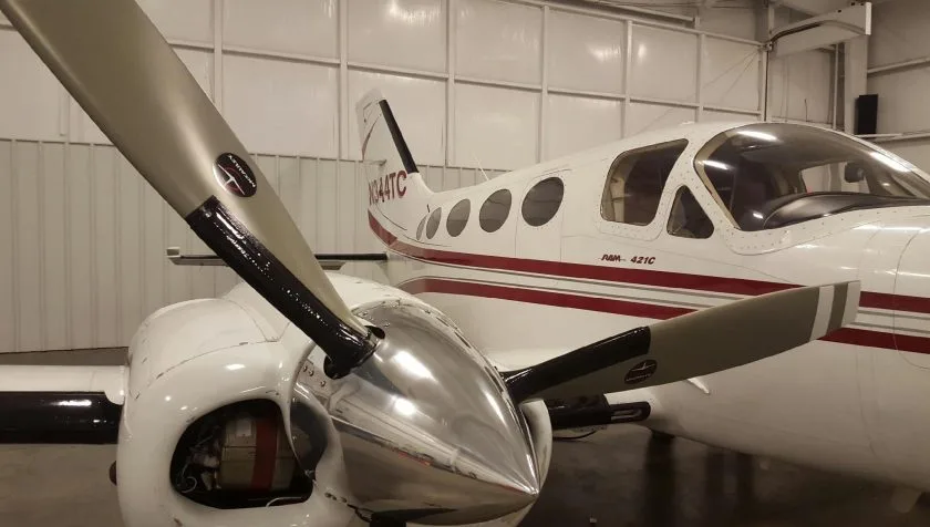 Exterior view of a 1978 Cessna 421C 424, N344TC.