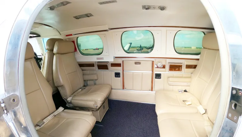 Cabin interior of a 1979 Beechcraft B60 Duke P506.