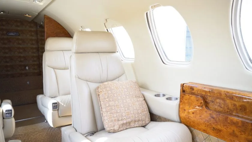 Cabin interior of a 1980 Cessna Citation II 550 SN 0209.