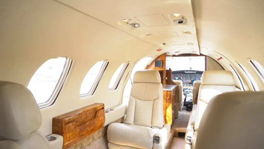 Cabin interior of a 1980 Cessna Citation II 550 SN 0209.