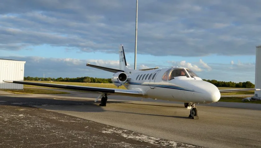 Exterior view of a 1980 Cessna Citation IISP 551-0031, N25AQ.