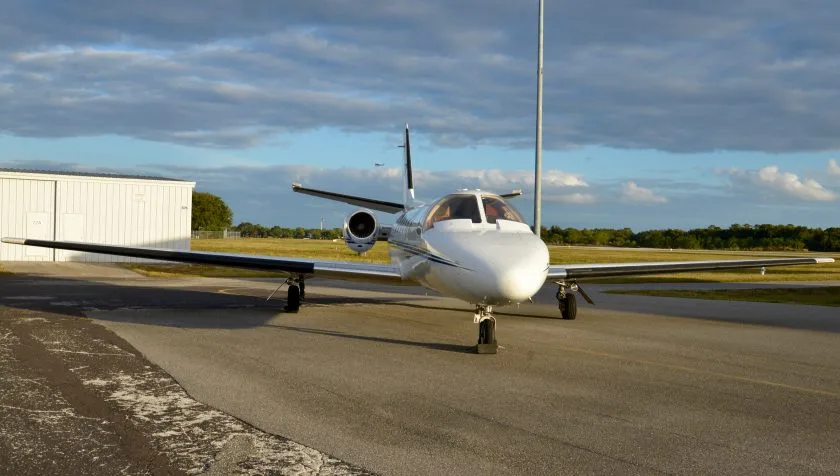 Exterior view of a 1980 Cessna Citation IISP 551-0031, N25AQ.