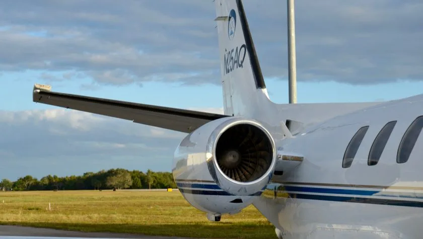 Engine detail of a 1980 Cessna Citation IISP 551-0031.