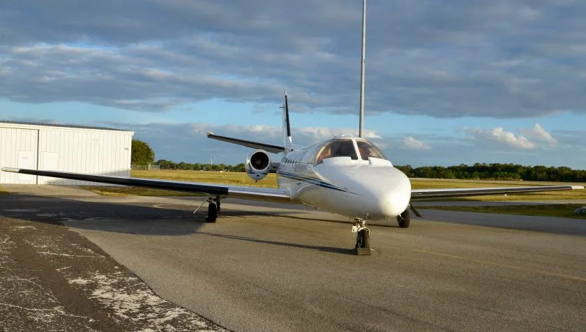 Exterior view of a 1980 Cessna Citation IISP 551-0031, N25AQ.