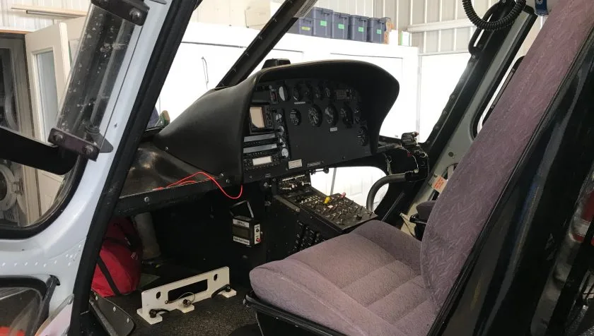 Cockpit and instrument panel of a 1980 Eurocopter AS350B2 1297.