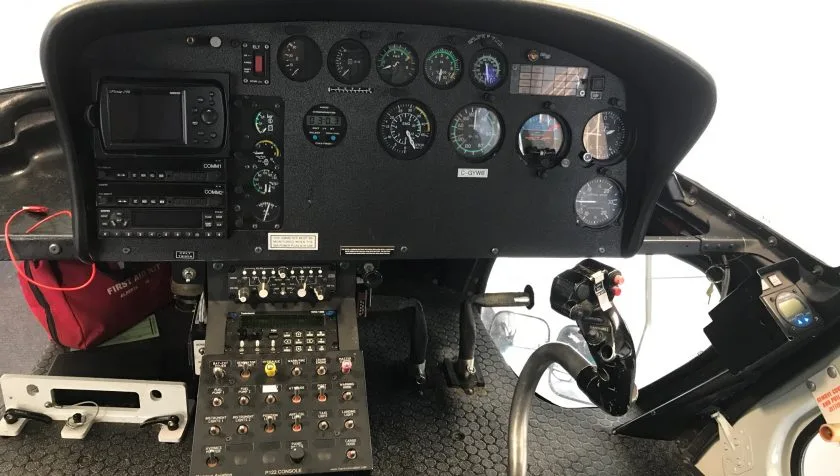 Cockpit and instrument panel of a 1980 Eurocopter AS350B2 1297.