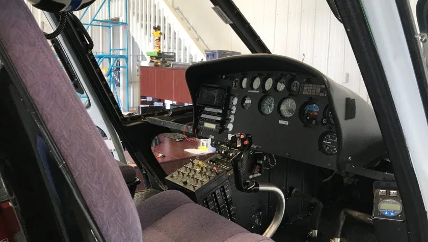Cockpit and instrument panel of a 1980 Eurocopter AS350B2 1297.