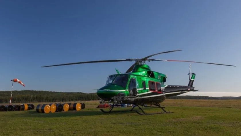 Exterior view of a 1981 Bell 412 33005, C-FNWB.