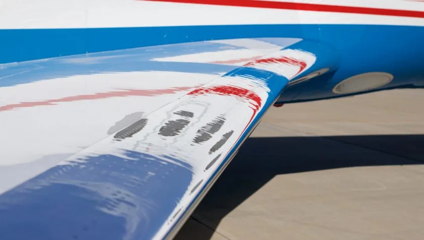Engine detail of a 1981 Dassault Falcon 50 SN 50-035.