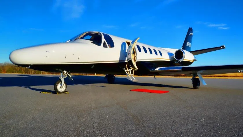 Exterior view of a 1982 Cessna Citation II 550-0432, N76AS.
