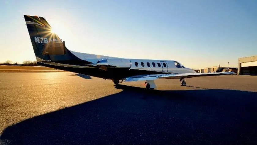 Exterior view of a 1982 Cessna Citation II 550-0432, N76AS.