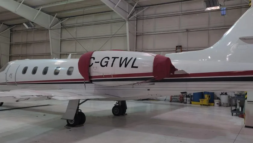Exterior view of a 1982 Learjet 35A 490, C-GTWL.