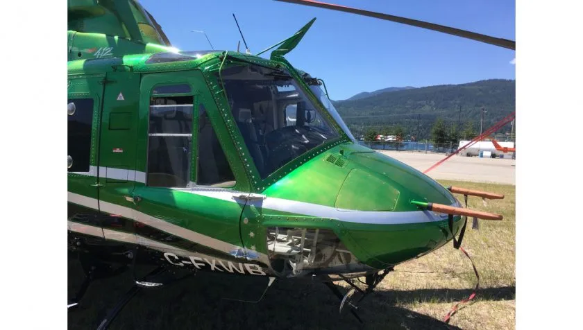 Exterior view of a 1983 Bell 412 33103, C-FXWB.