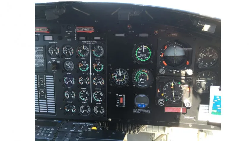 Cockpit and instrument panel of a 1983 Bell 412 33103.