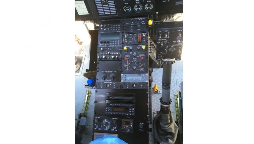 Cockpit and instrument panel of a 1983 Bell 412 33103.