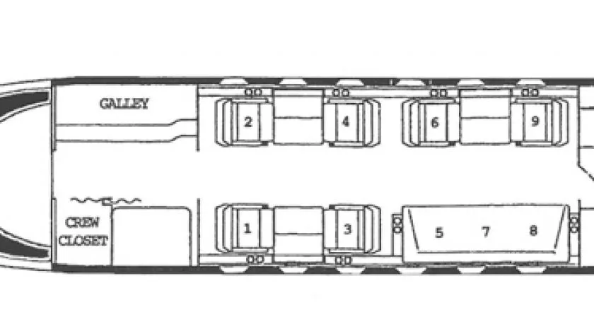 Specification or layout diagram for a 1983 Bombardier Challenger 601-1A 3013.