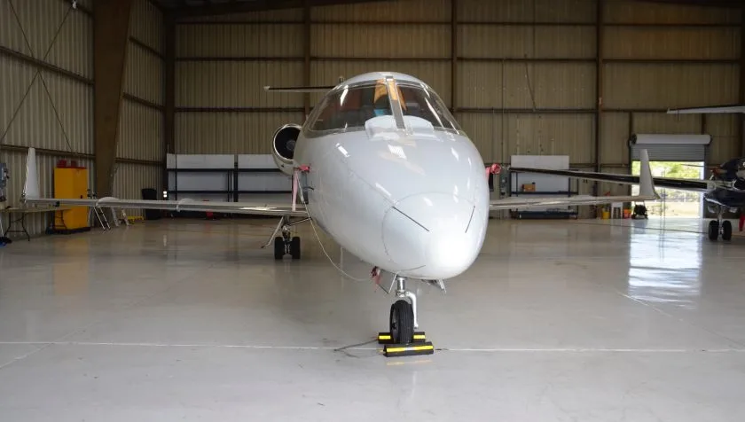 Exterior view of a 1984 Learjet 55 108, N855NC.