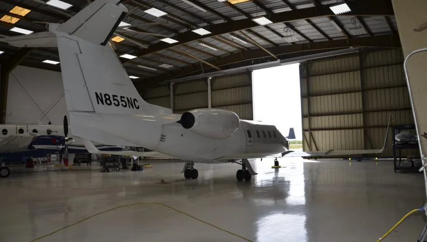 Exterior view of a 1984 Learjet 55 108, N855NC.