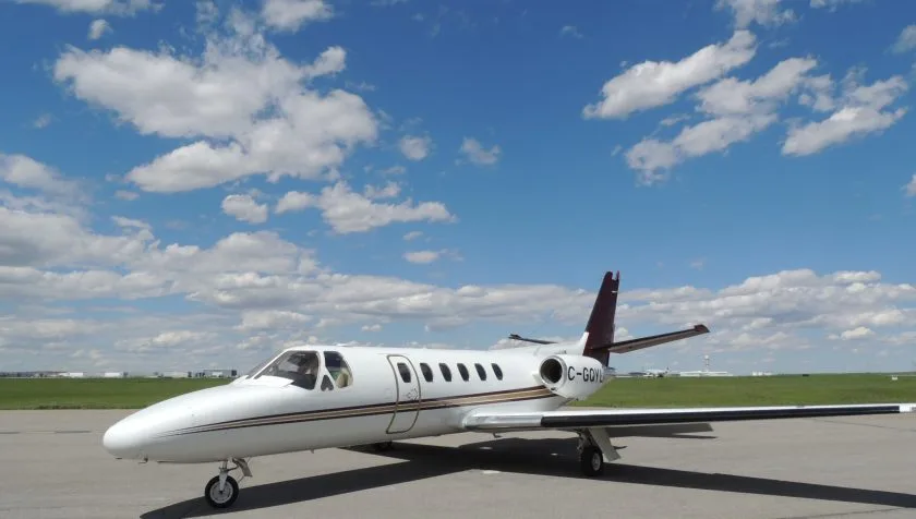 Exterior view of a 1988 Cessna Citation II 550-0569, C-GQYL.
