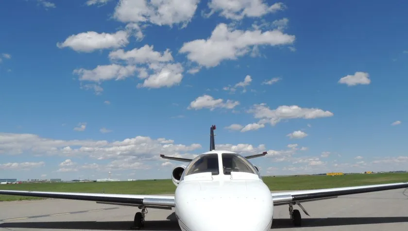 Exterior view of a 1988 Cessna Citation II 550-0569, C-GQYL.