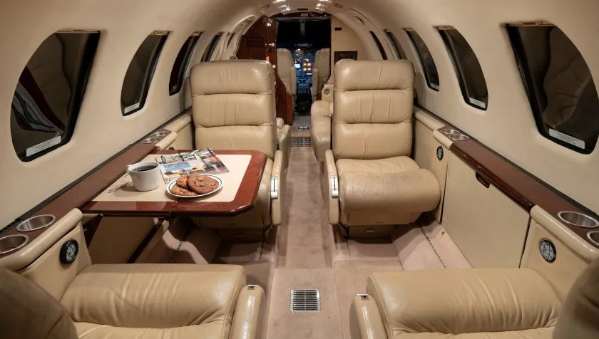 Cabin interior of a 1988 Cessna Citation II 550-0577.