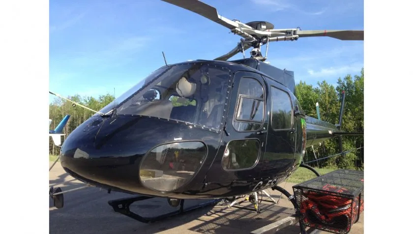 Exterior view of a 1991 Eurocopter AS350B2 2580, C-FSWB.