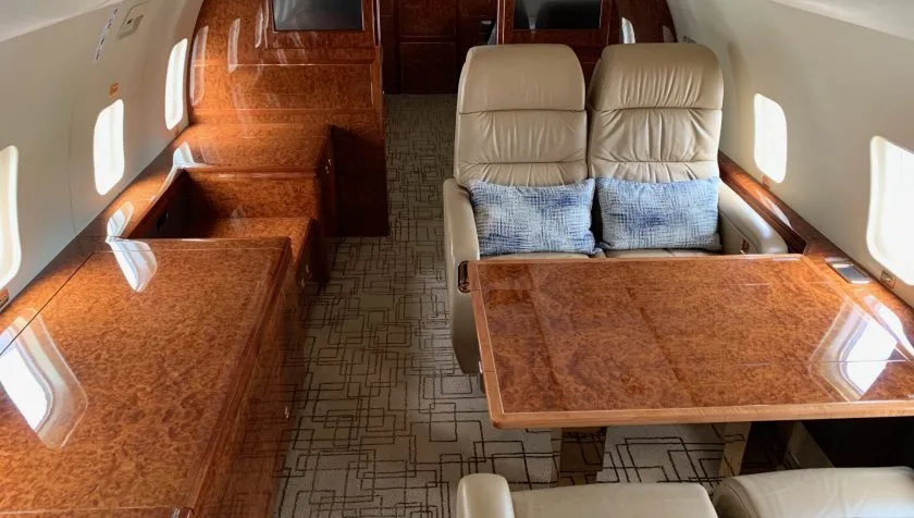 Cabin interior of a 1996 Bombardier Challenger 850 7158.
