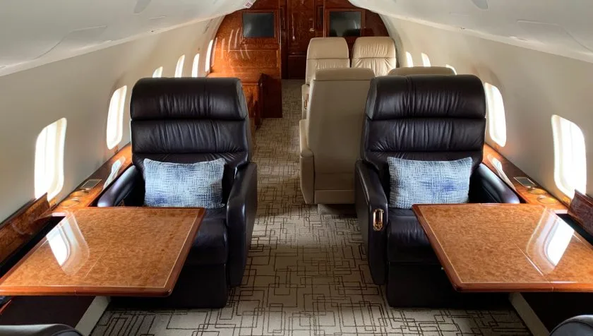 Cabin interior of a 1996 Bombardier Challenger 850 7158.