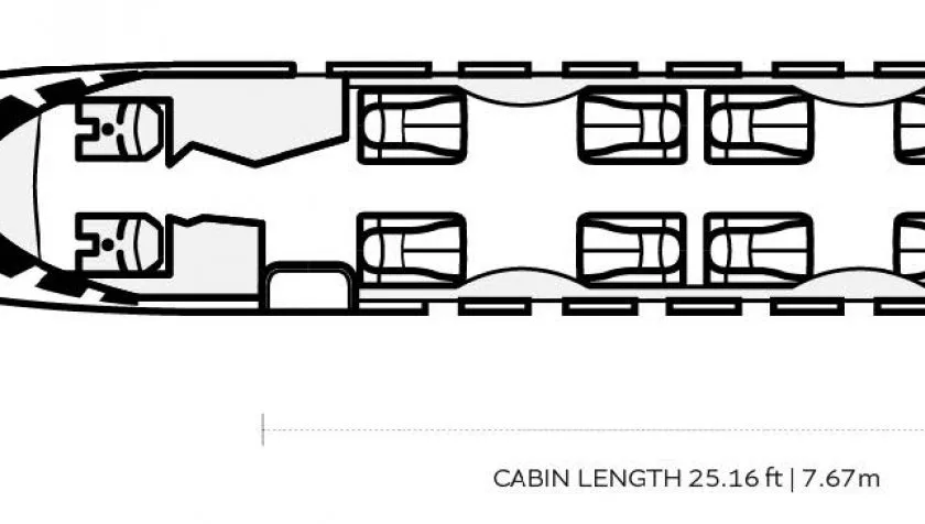 Cabin interior of a 2006 Cessna Citation X 107.