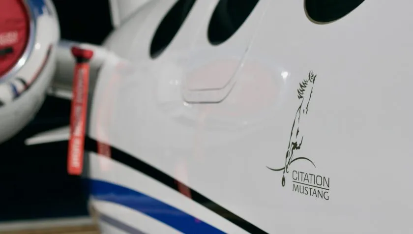 Engine detail of a 2010 Cessna Citation Mustang 510-0305.