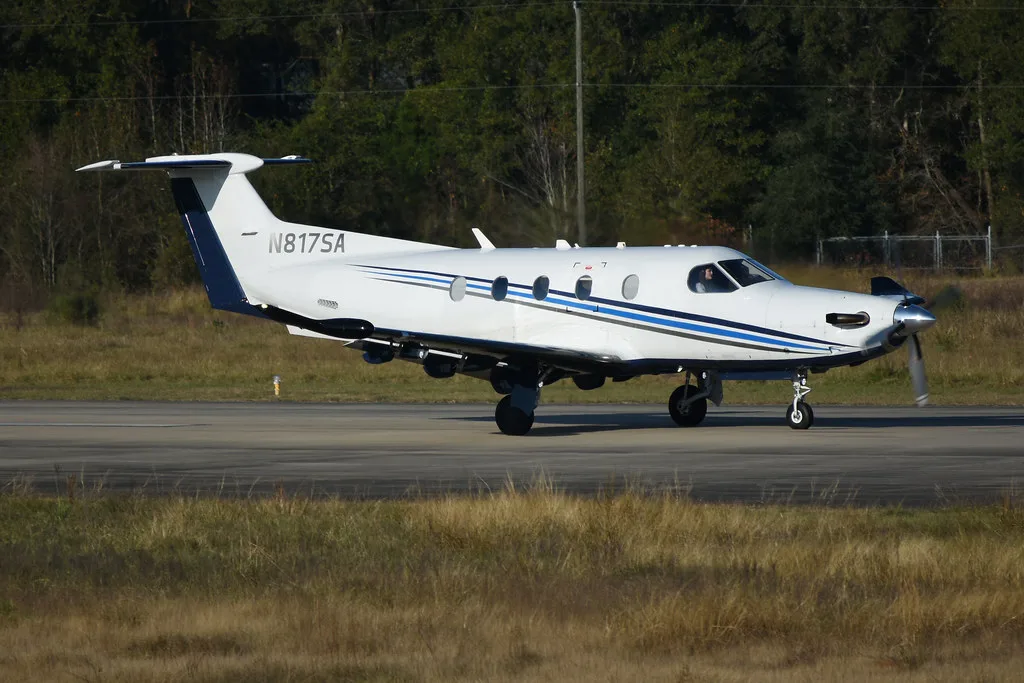 Exterior view of a 2014 Pilatus PC12NG, N817SA.